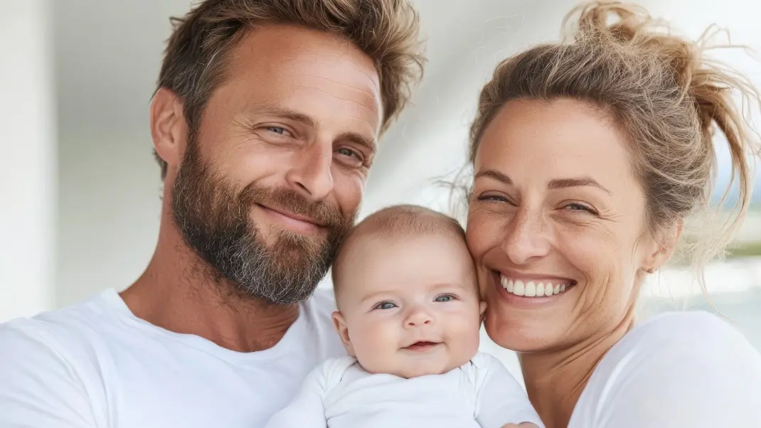 Happy newborn parents with a baby that sleeps well.